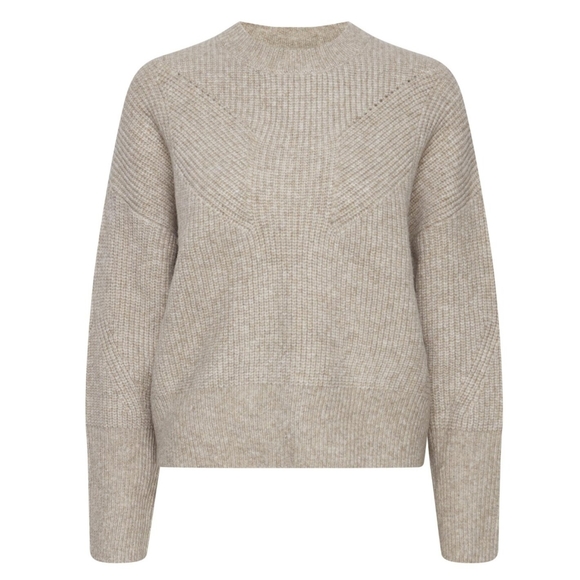 Ichi Ihmylle Sweater Oatmeal Melange Ribbed Sweater M - Picture 5 of 14